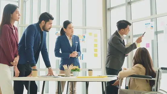 Portfolio review on a conference table